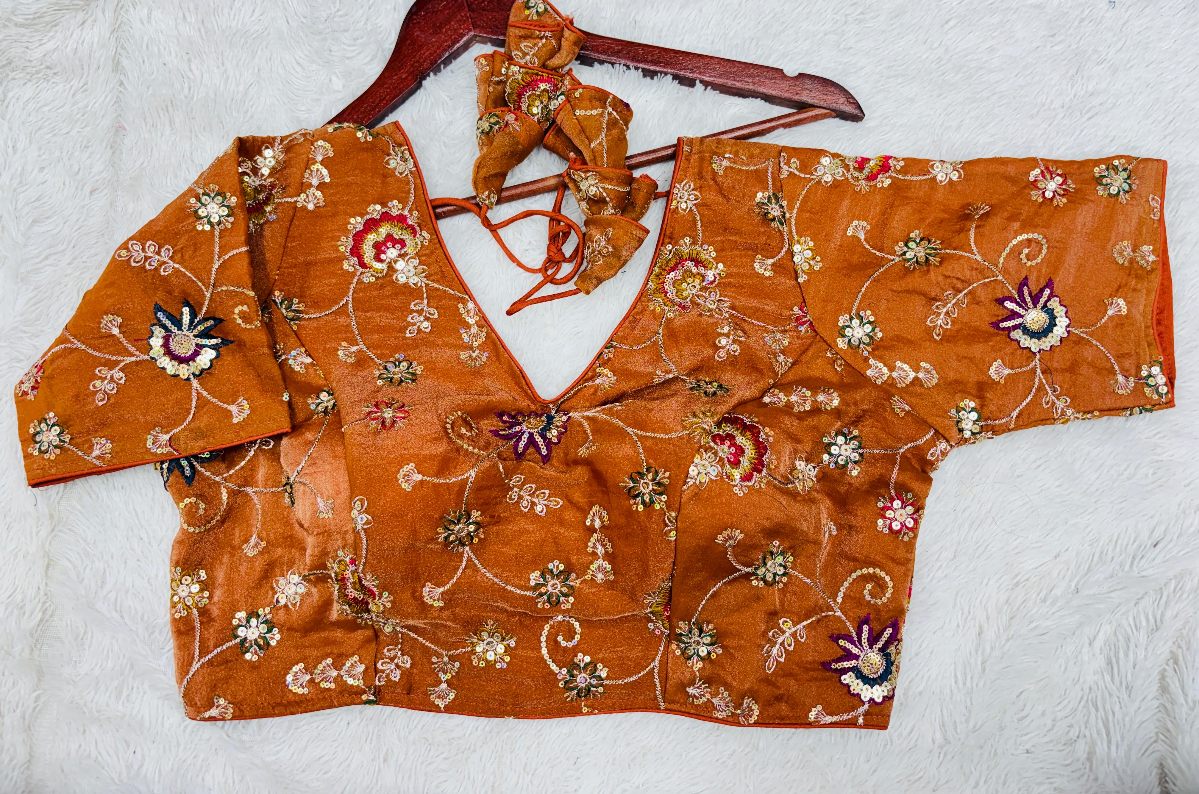 Guddiya Collection - Rust Orange Printed Blouse
